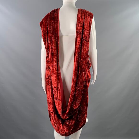 VINTAGE Red Tassels Velvet Venetian Scarf Shawl - Picture 3 of 3